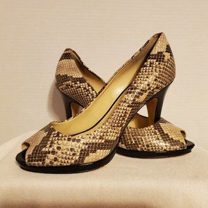 Anne Klein Snake Skin Open Toe Heels Size 8 1/2
